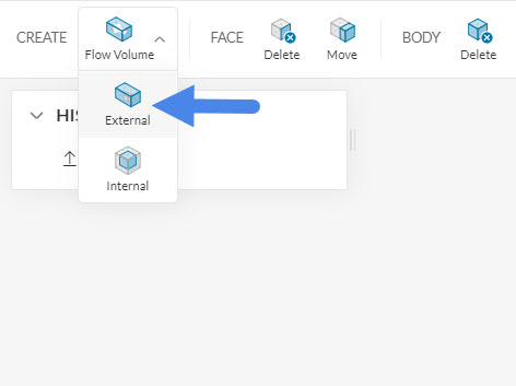 flow volume options on the CAD Mode external and internal