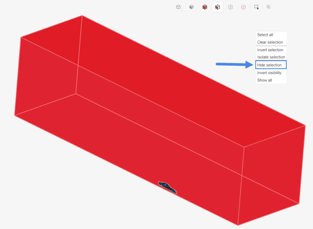 hiding the walls of the domain on the workbench by selecting them first
