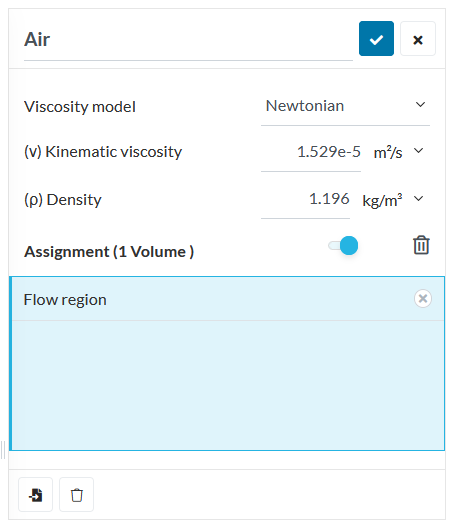 air assignment and properties to flow region