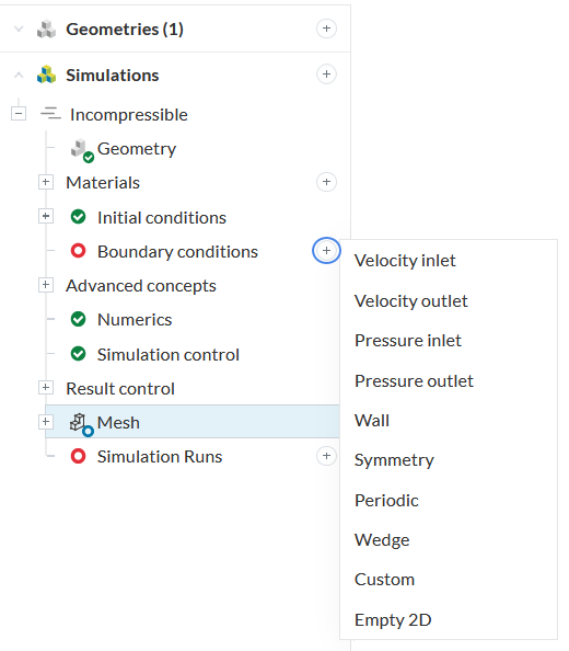 boundary conditions new simulation tree