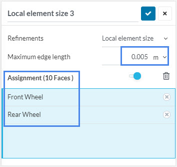local element size maximum edge length front and rear wheel for aerodynamic flow 