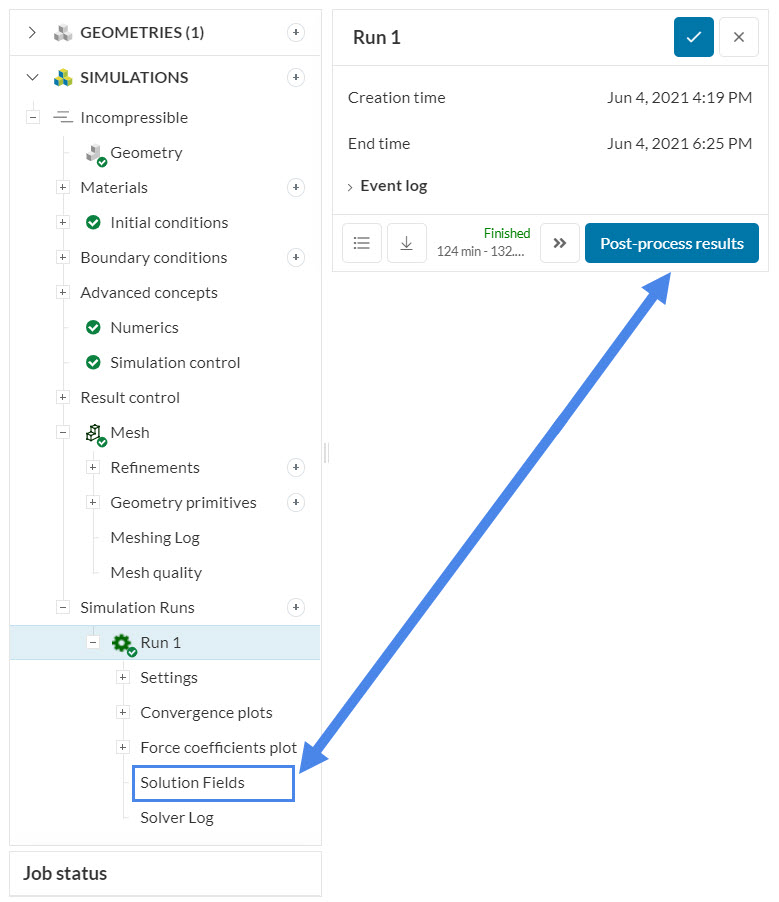 accessing the post-processing environment simulation aerodynamic flow