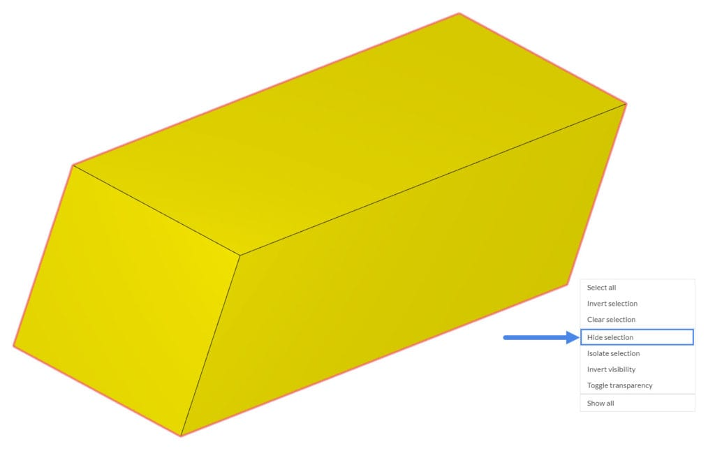 hide selection tutorial simscale