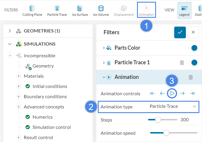 animation filter for particle traces