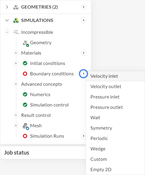 boundary conditions for incompressible analysis