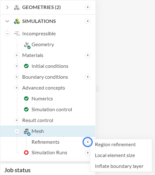 creating a new mesh refinement in simscale