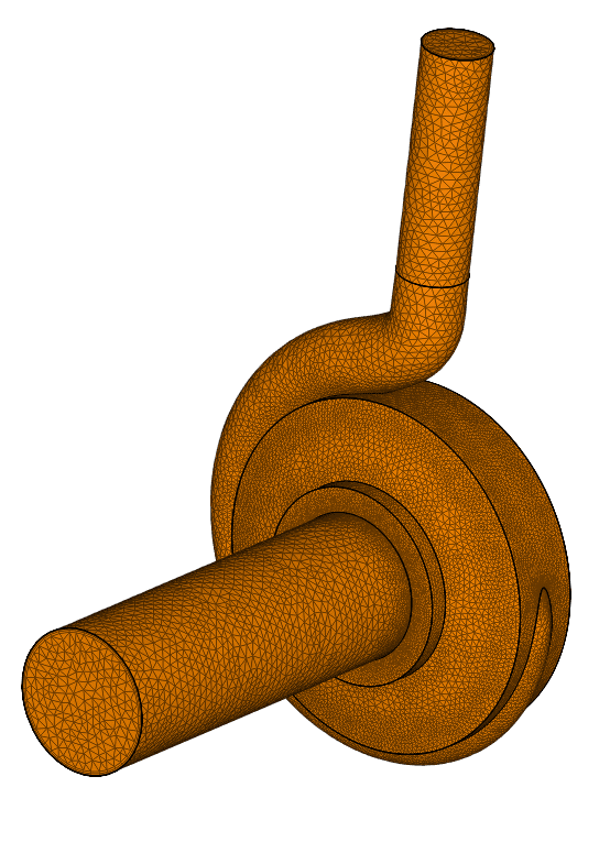 standard mesh for a centrifugal water pump simulation geometry