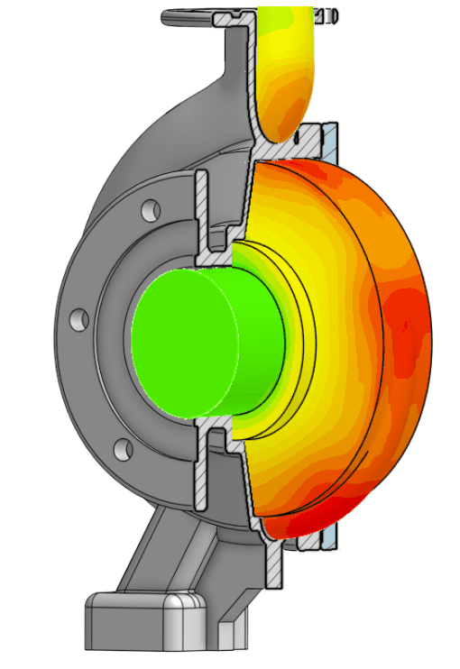water pump showing pressure contours