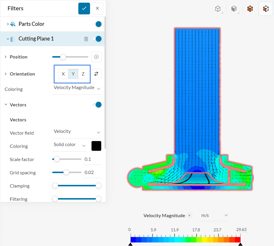 cutting plane inlet section pump