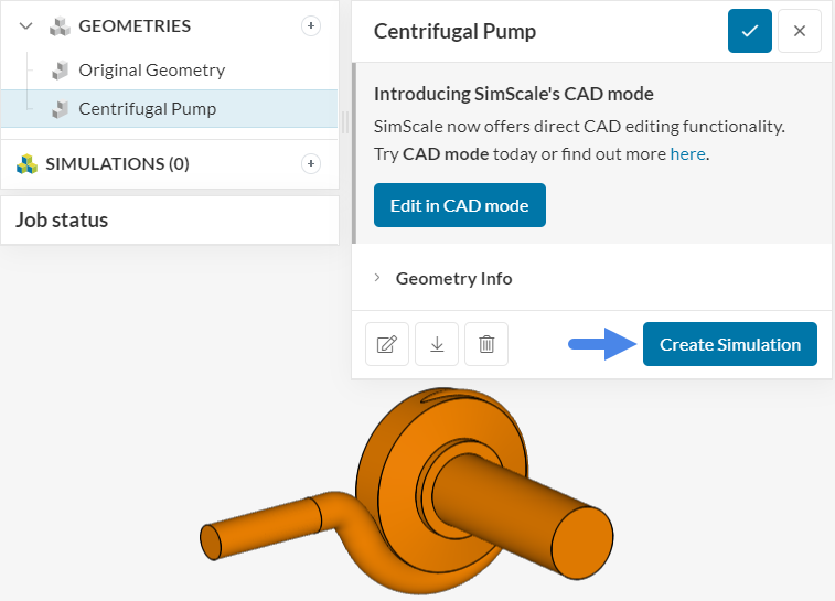 creating a new simulation for a water pump