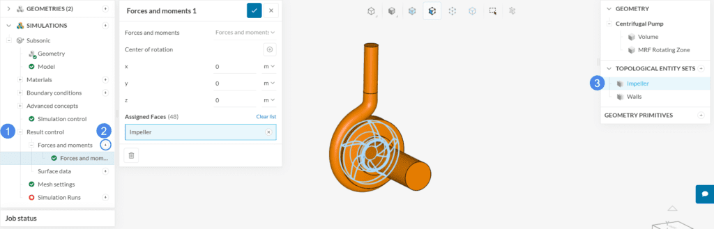 forces and moments on Multi-purpose centrifugal pump
