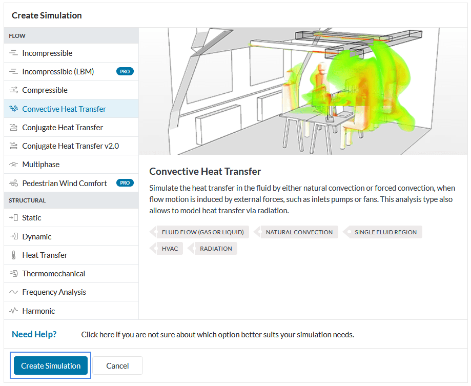 analysis type convective heat transfer