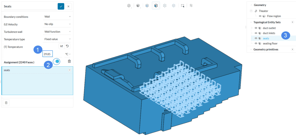 no slip wall assignment with foxed value for seats of theater room
