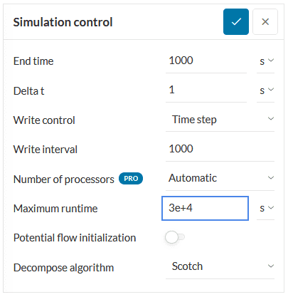 maximum runtime value for the simulation