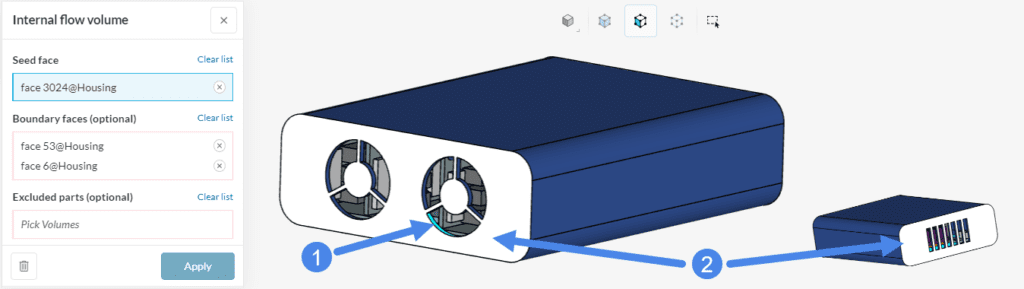 Thermal Management Electronic Box Internal fluid Volume settings