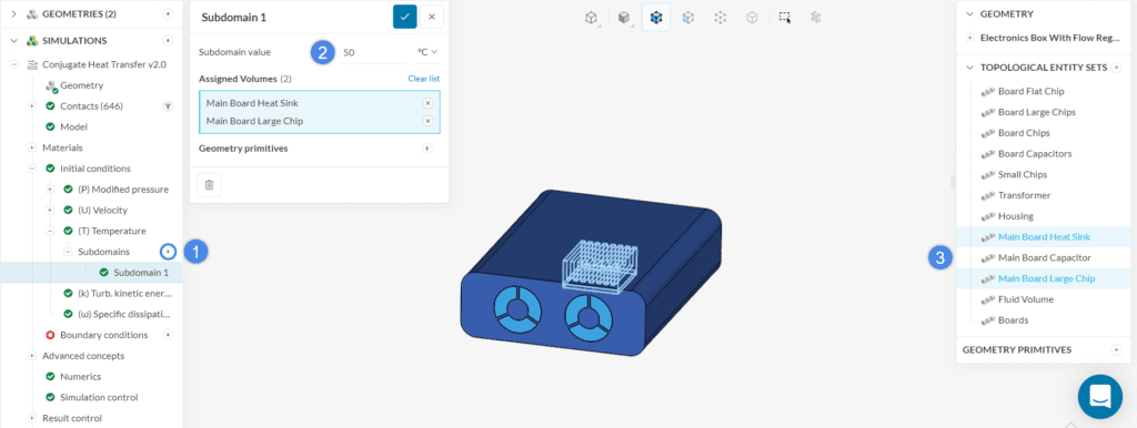temperature initialization via subdomains electronics cooling
