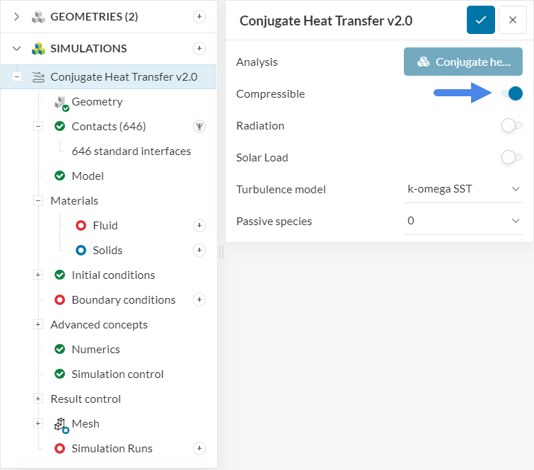 global simulation settings electronics cooling