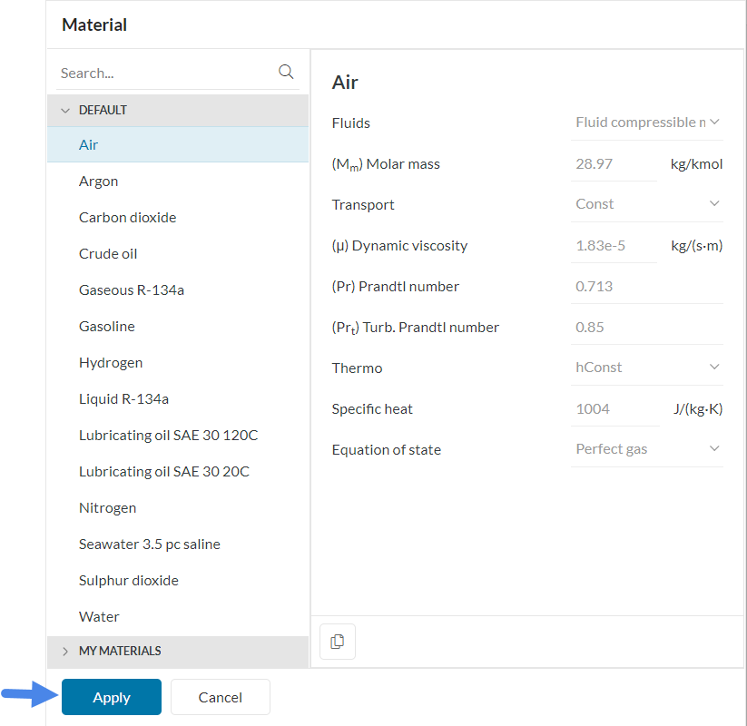 fluid material assignment library