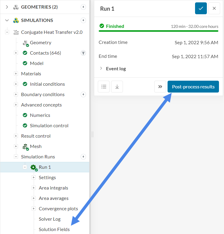 solution fields convergence plot results simulation run