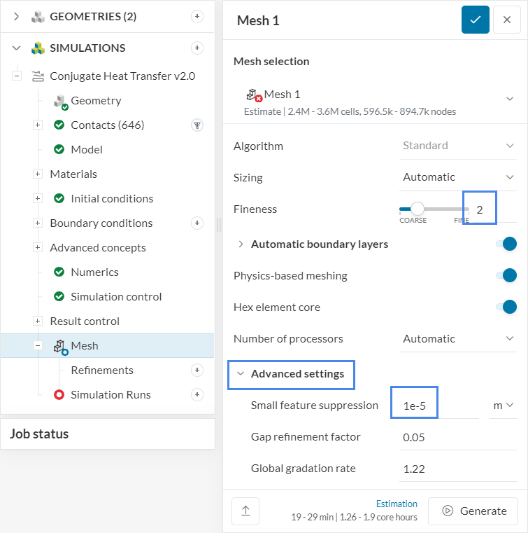 mesh settings electronics cooling thermal management box simulation cht