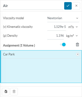material dialog box showing physical properties of chosen material