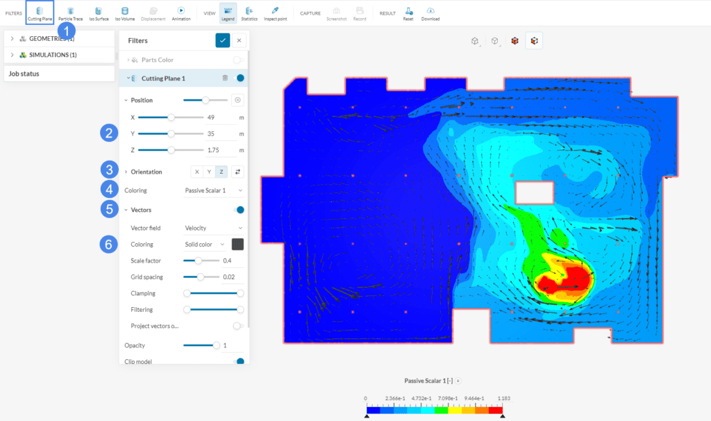 cutting plane of concentration distribution