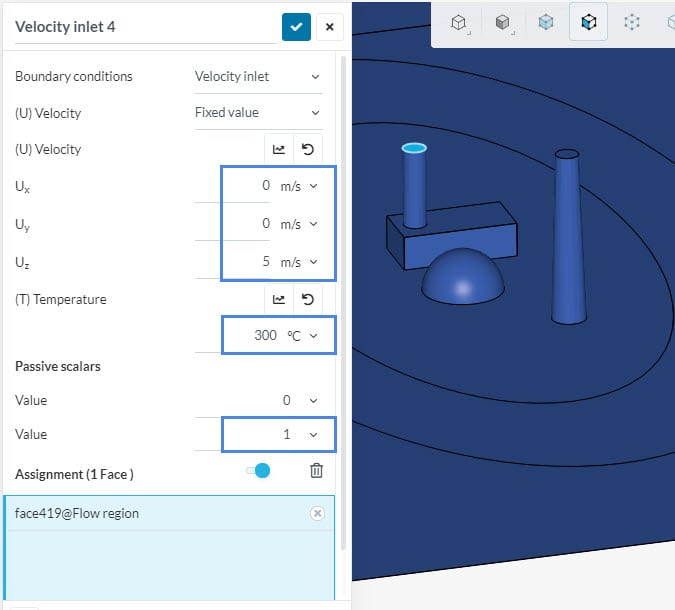 velocity inlet with passive species