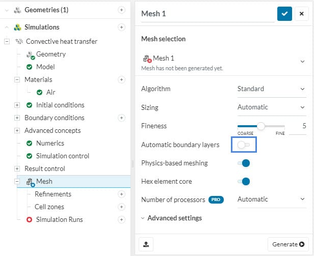 standard mesh external flow set up
