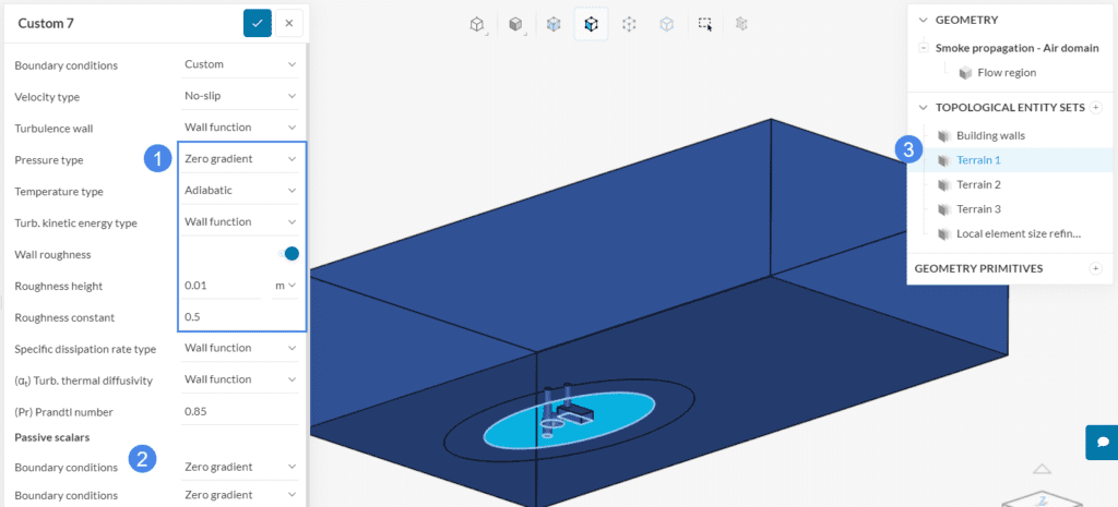 smoke propagation wall roughness setting_terrain
