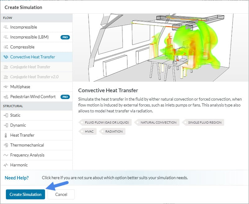 creating a convective heat transfer simulation