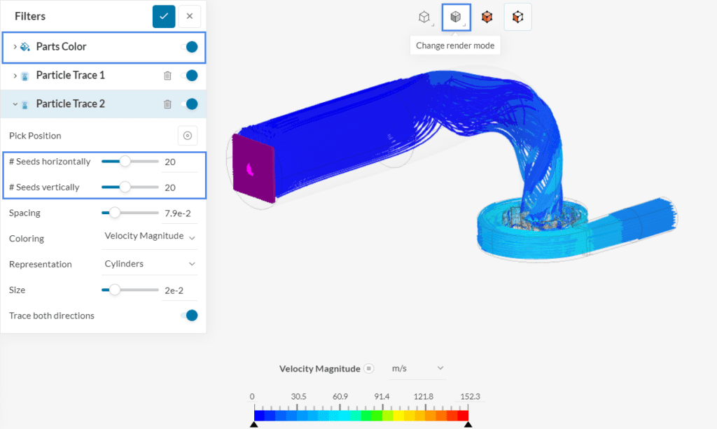 particle traces 2 for the Multi-purpose water turbine