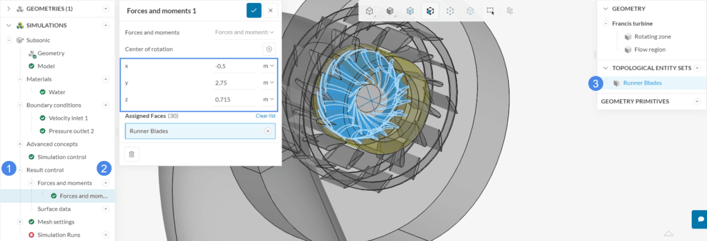 forces and moments result control
