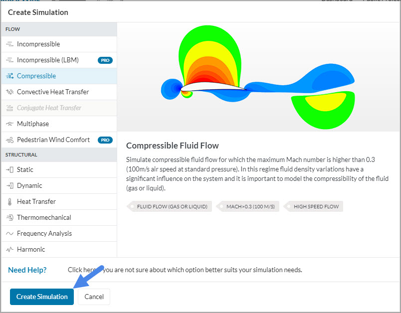 analysis types library from simscale