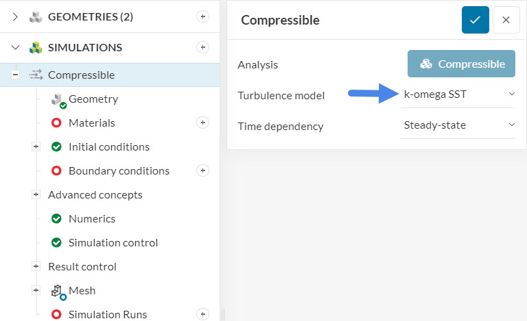 turbulence model for compressible flow analysis