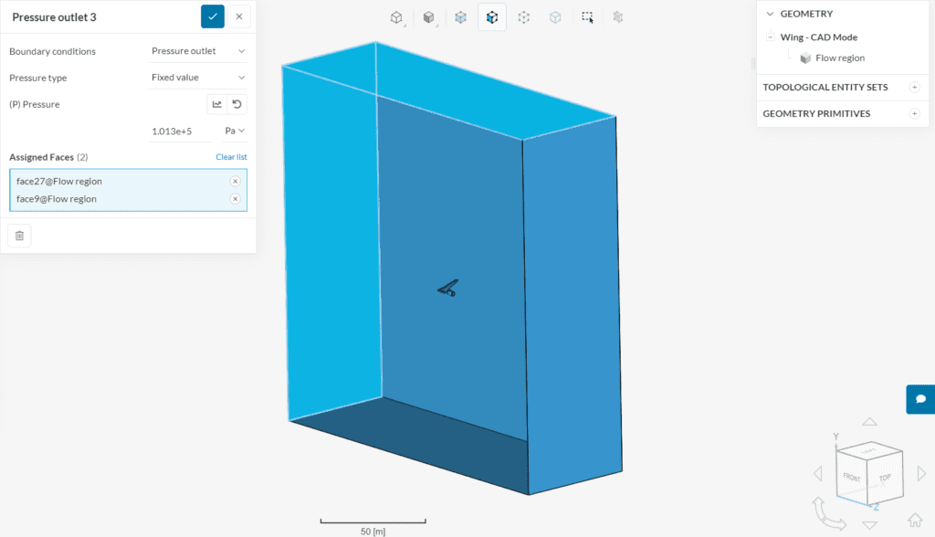 setting up pressure outlet conditions