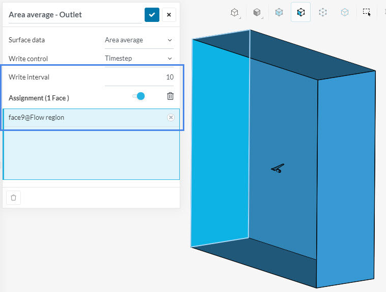 area average result control for the outlet