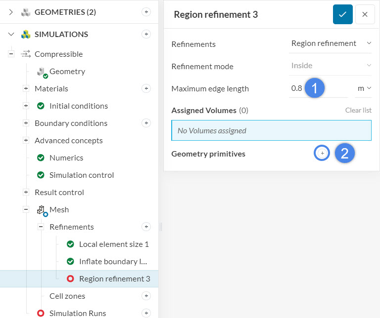 region refinement to capture wake region