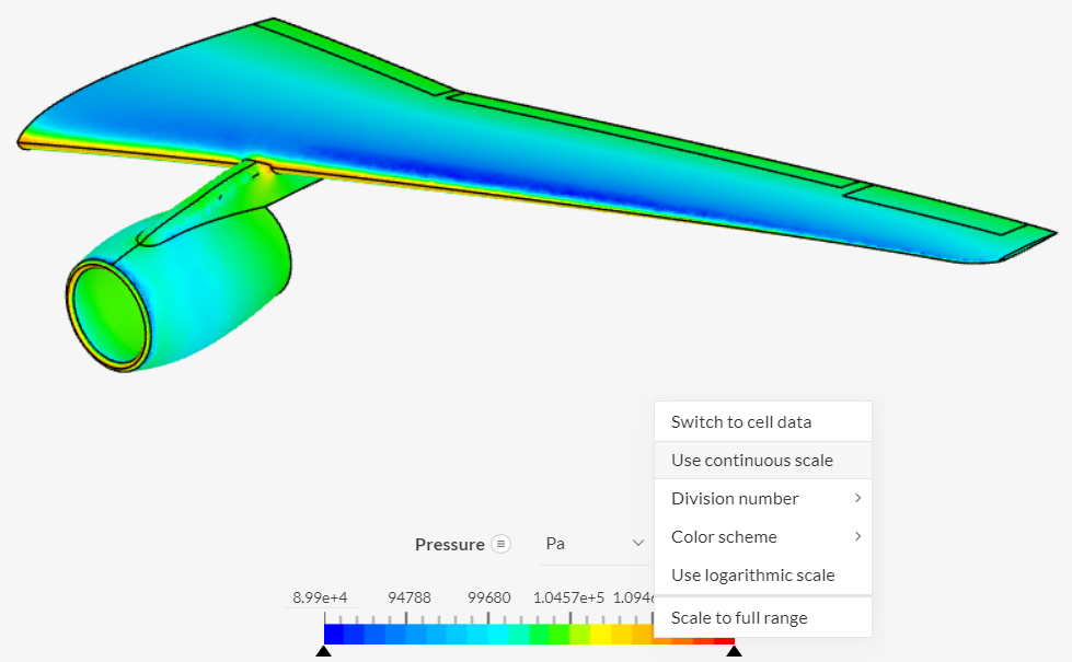 continuous legend pressure distribution results post processor wing