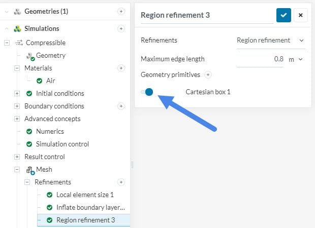 assigning a geometry primitive to a region refinement