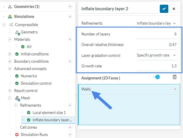 setting up an inflate boundary layer refinement