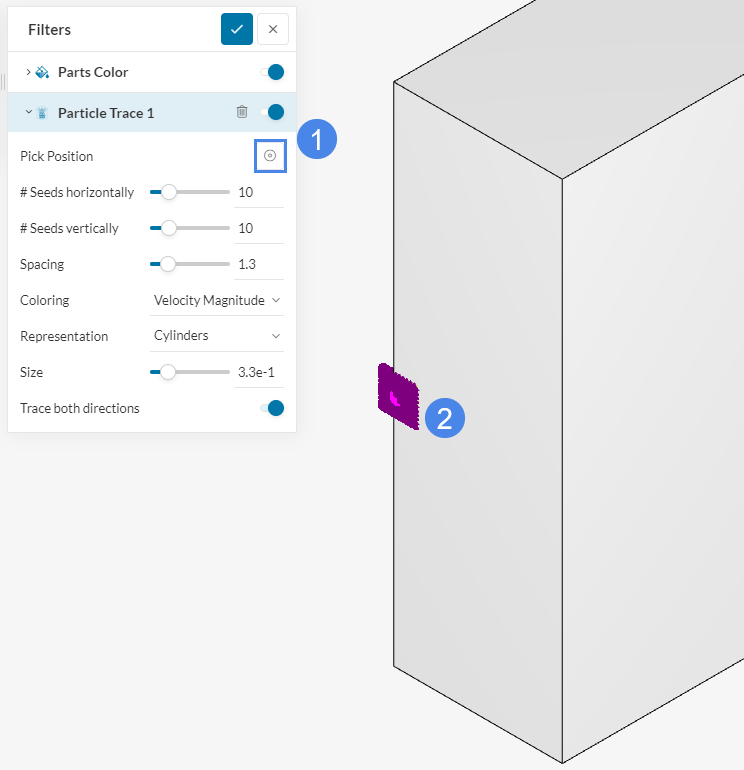 choosing the seed face of the streamlines