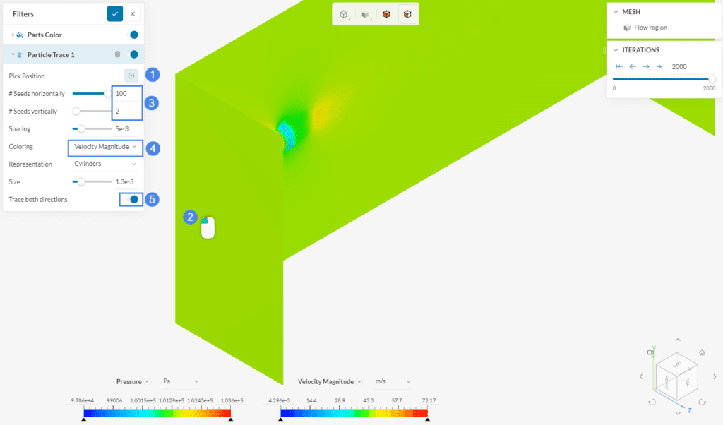 seed point particle tracer post processor golf ball