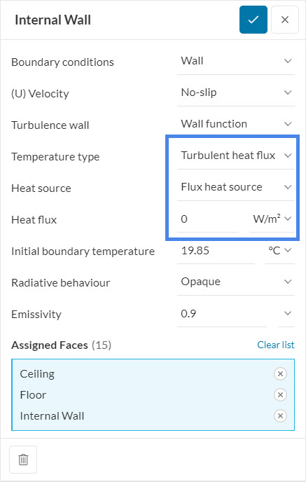 internal walls boundary condition for thermal comfort assessment