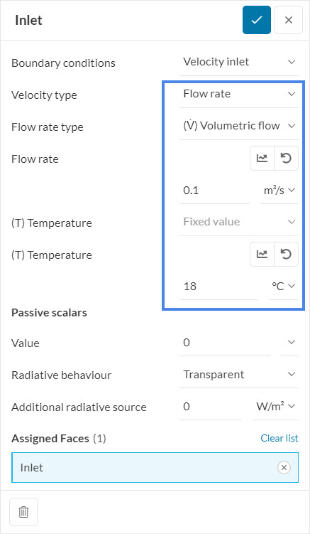 assigning the inlet velocity in simscale