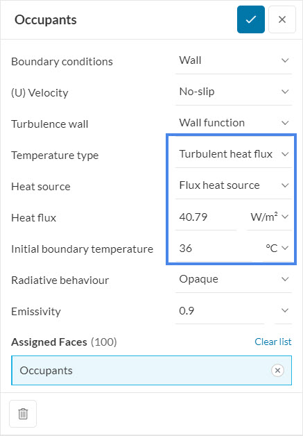 occupants boundary condition for thermal comfort analysis