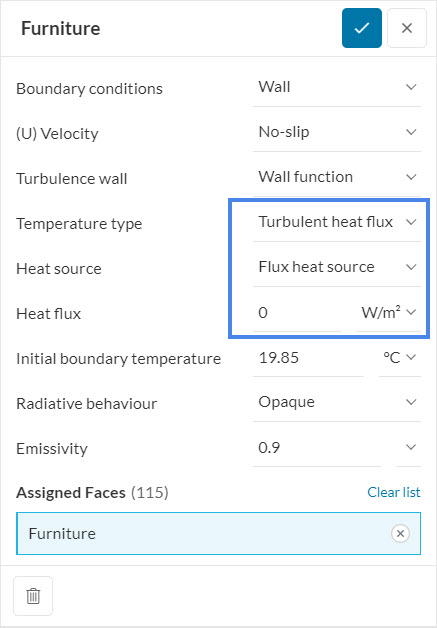 furniture boundary condition for thermal comfort assessment
