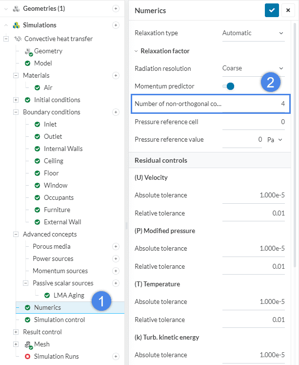 numeric setup for thermal comfort assessment