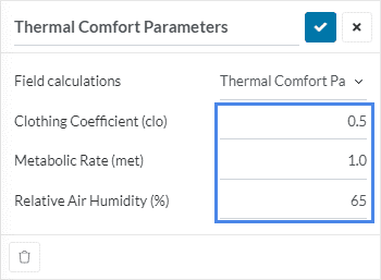 thermal comfort parameters setup for thermal comfort assessment