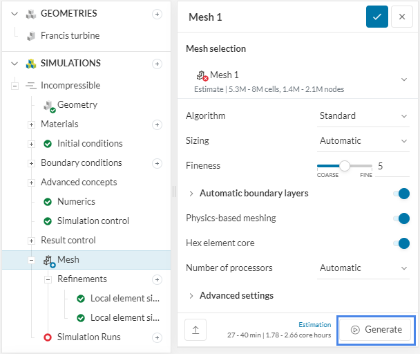 Water Turbine generate mesh