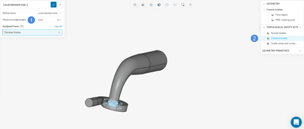 Water Turbine Mesh refinement Detailed Blades